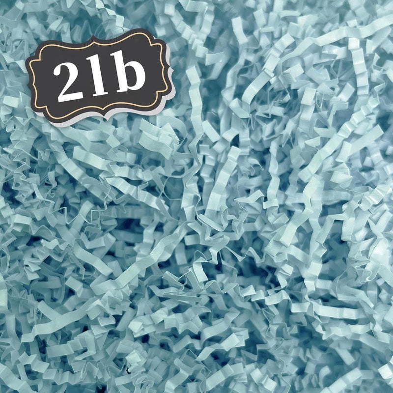 ZEBMOON 2 LB Light Blue Crinkle Cut Paper Shred Filler Great for Gift Wrapping, Basket Filling, Birthday, Wedding, Halloween, Thanksgiving, Christmas Day, New Year Party Decorations Filling Supplies - Image 1